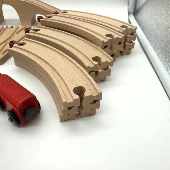 Vintage Micki Wooden Train Set Trains Tracks Bridge More - Picture 9 of 14